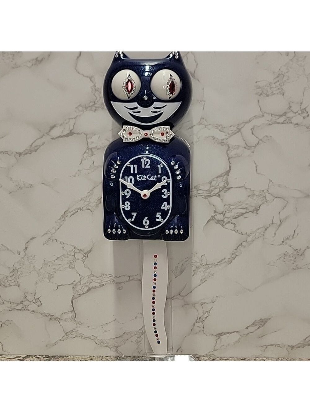 Rare Jeweled Red, White & Galaxy Blue Kit-Cat Klock LIMITED EDITION - Picture 13 of 16